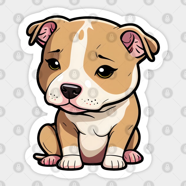 Cute Adorable Kawaii Brown Pitbull Terrier Sticker by designs4days